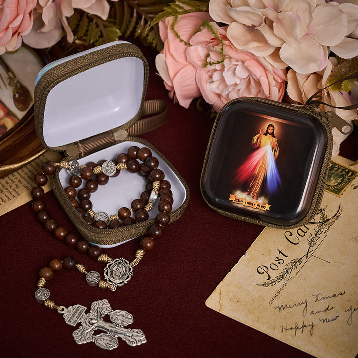 SolaceBeads Divine Mercy Rosary Case With Portable  Wrist Strap: Rooted in Merciful Devotion - image 1
