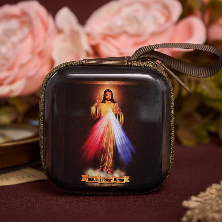 SolaceBeads Divine Mercy Rosary Case With Portable  Wrist Strap: Rooted in Merciful Devotion - Divine Mercy - image 0