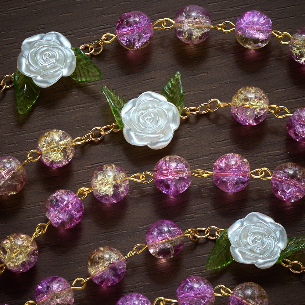 SolaceBeads Purple &amp; Orange Glass Rosary, Rose &amp; Madonna: Bright Luminous Devotion - image 8