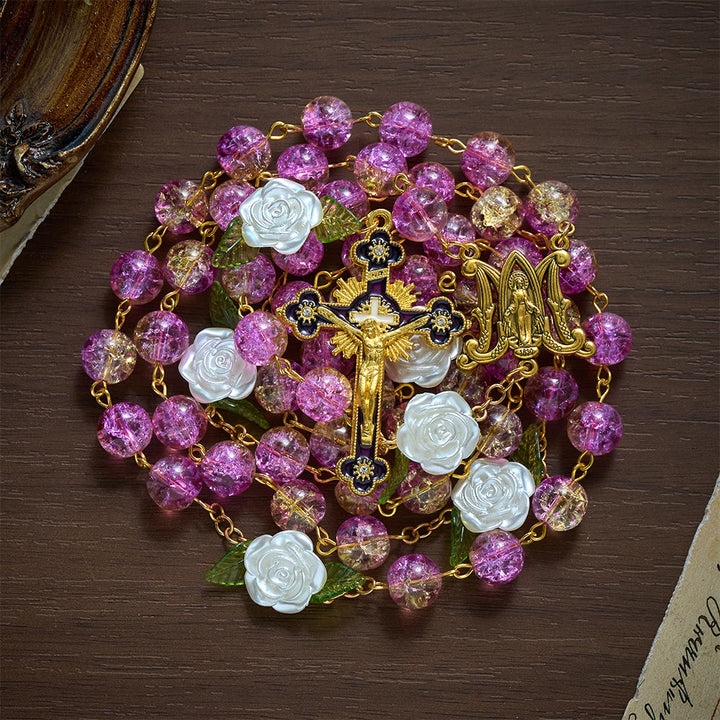 SolaceBeads Purple &amp; Orange Glass Rosary, Rose &amp; Madonna: Bright Luminous Devotion - image 10