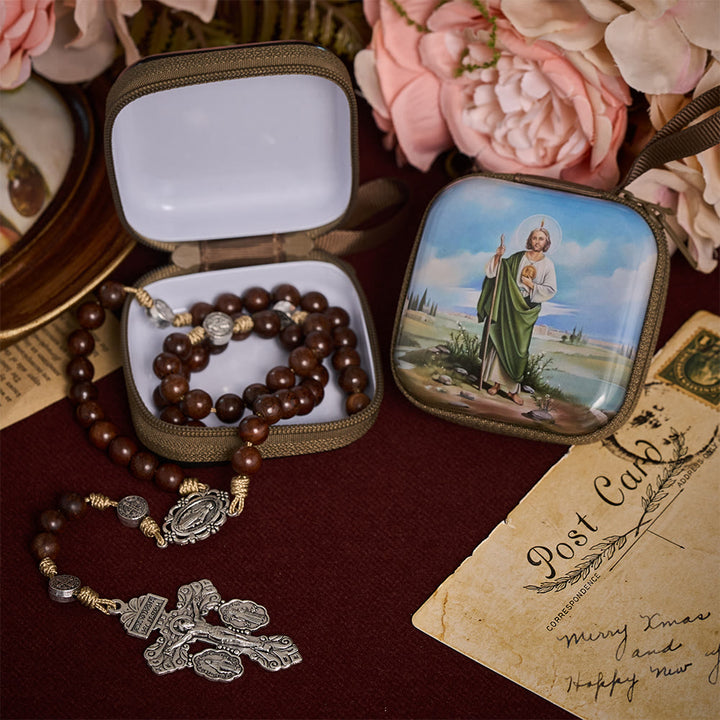 Solacebeads St. Jude Thaddeus Rosary Case With Wrist Strap: The Hopeful Deliverance Devotion - image 1