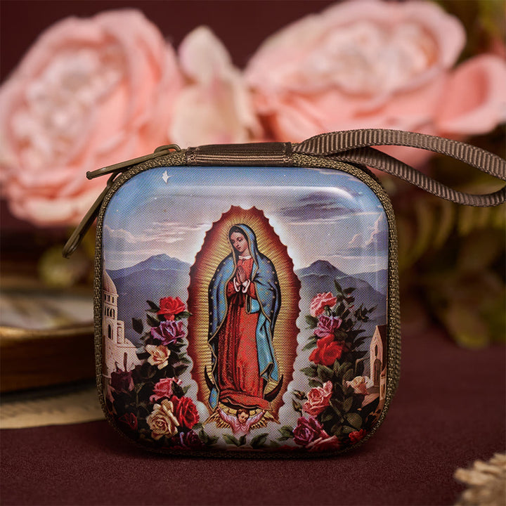 Solacebeads Our Lady Of Guadalupe Rosary Case With Carry Strap: The Gracious Intercessory Blessing - Our Lady of Guadalupe &amp; Sacred Roses - image 0