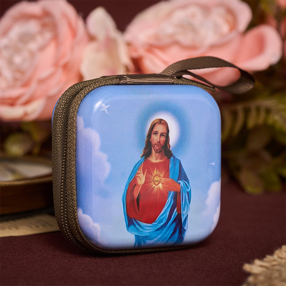 SolaceBeads Sacred Heart of Jesus Rosary Case: Rooted in Christ&