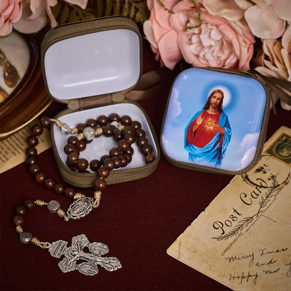 SolaceBeads Sacred Heart of Jesus Rosary Case: Rooted in Christ&