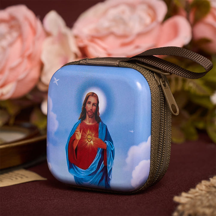 SolaceBeads Sacred Heart of Jesus Rosary Case: Rooted in Christ&