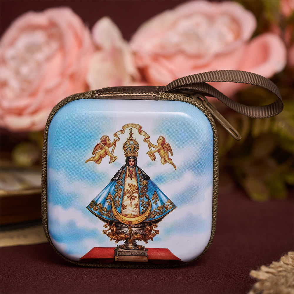 SolaceBeads Square Our Lady of San Juan Rosary Case, Zipper Wrist Strap: Protective Prayer Storage - Our Lady of San Juan - image 0