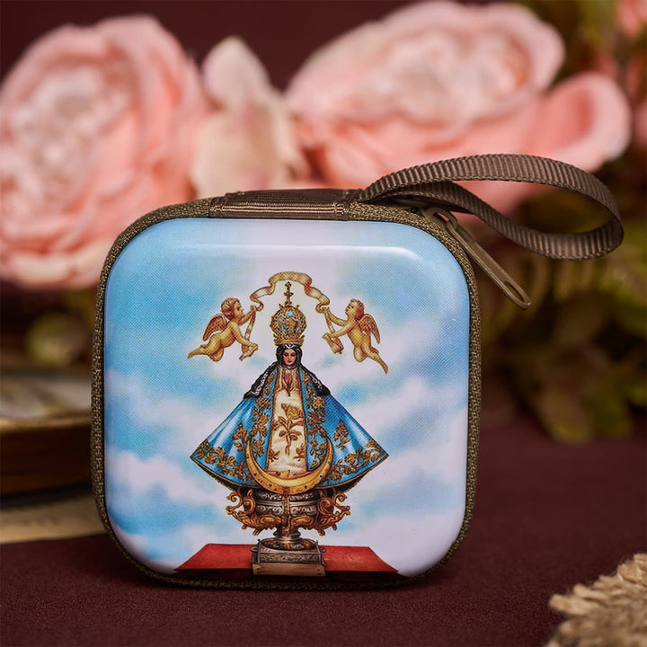 SolaceBeads Square Our Lady of San Juan Rosary Case, Zipper Wrist Strap: Protective Prayer Storage - Our Lady of San Juan - image 0