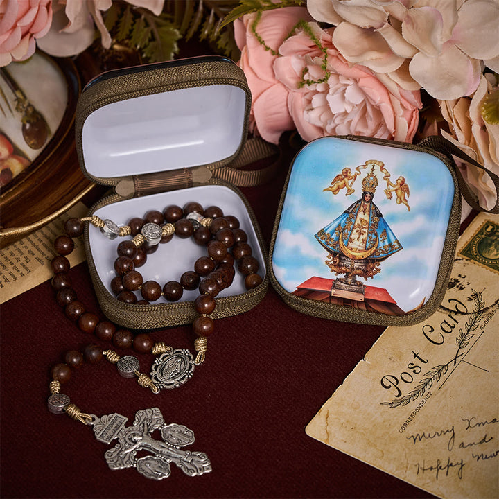 SolaceBeads Square Our Lady of San Juan Rosary Case, Zipper Wrist Strap: Protective Prayer Storage - image 4