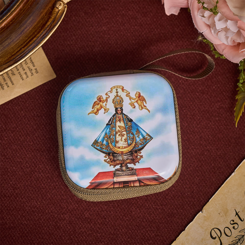 SolaceBeads Square Our Lady of San Juan Rosary Case, Zipper Wrist Strap: Protective Prayer Storage - image 3