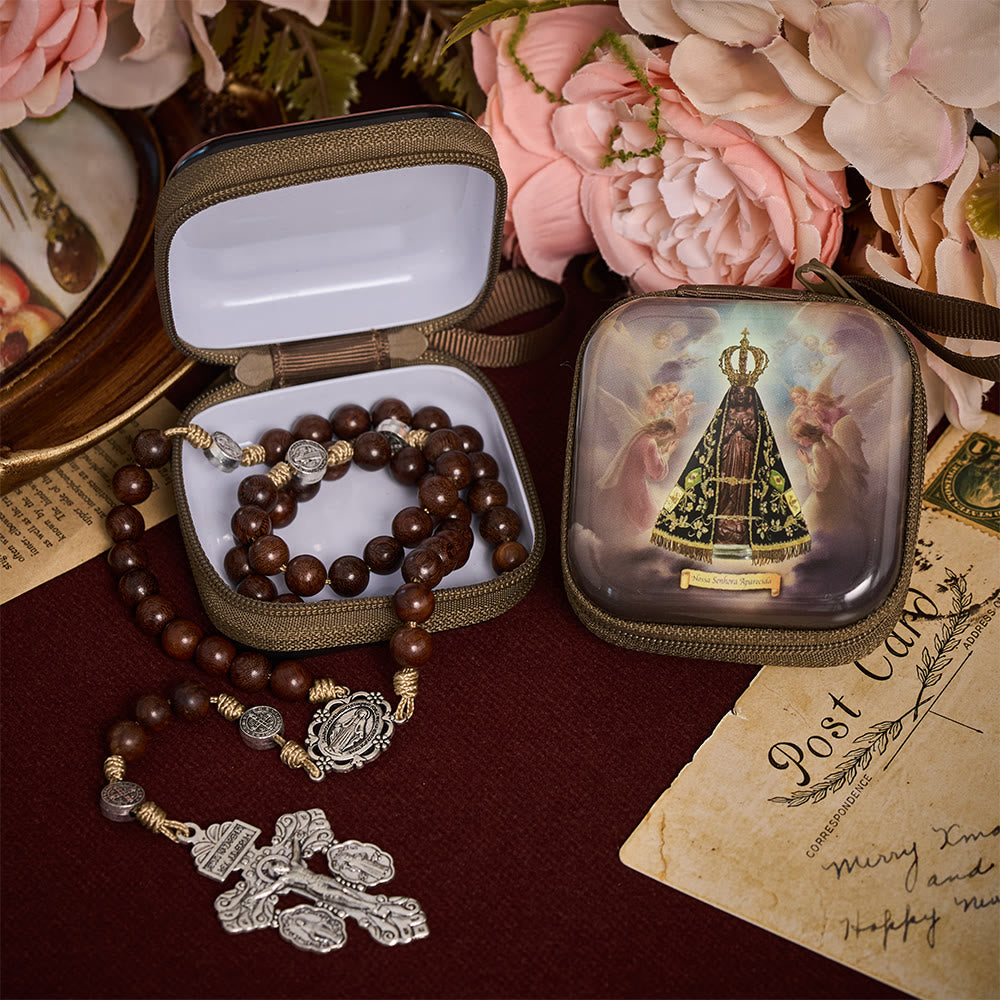SolaceBeads Square Our Lady of Aparecida Rosary Case, Zipper Wrist Strap: Sacred Prayer Sanctuary Storage - image 4