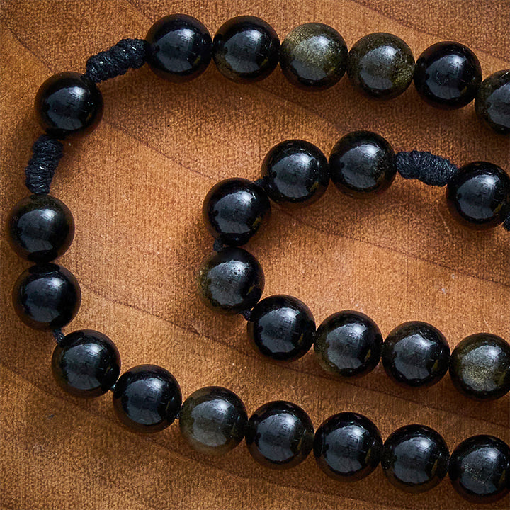 SolaceBeads Golden Obsidian Divine Mercy Stone Rosary &amp; Black Cross:The Merciful Redemptive Devotion - image 2