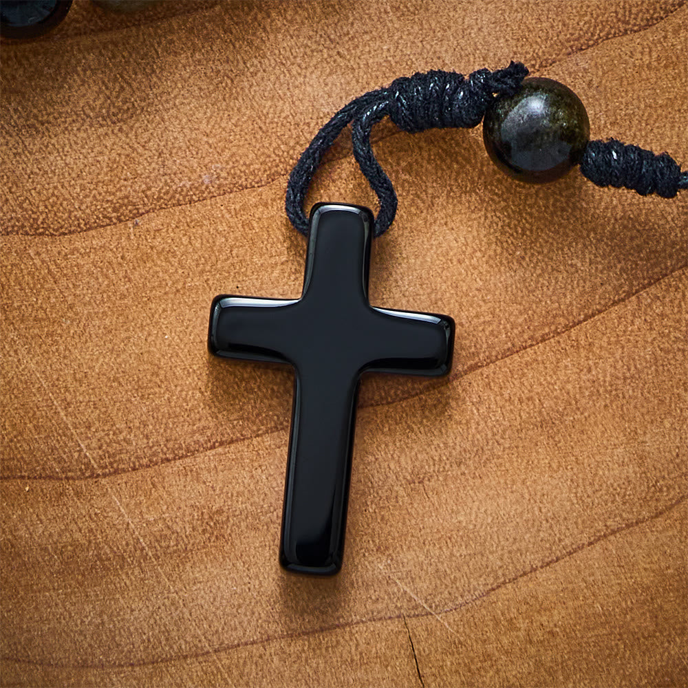 SolaceBeads Golden Obsidian Divine Mercy Stone Rosary &amp; Black Cross:The Merciful Redemptive Devotion - image 5