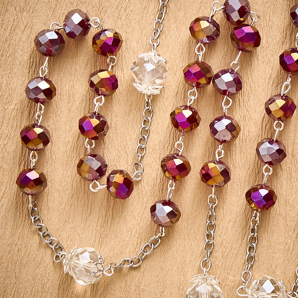 SolaceBeads Red AB Crystal Rosary,  Miraculous Medal &amp; Red Crucifix: Radiant Scarlet Shining Devotion - image 4