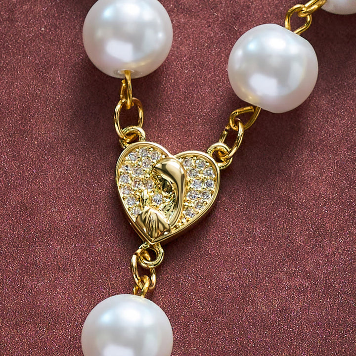 SolaceBeads Dual Use Car &amp; Bag Rosary, Pearl Rose Accents, Miraculous Medal Cross: Safe Travel Blessing - image 5