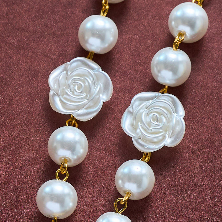 SolaceBeads Dual Use Car &amp; Bag Rosary, Pearl Rose Accents, Miraculous Medal Cross: Safe Travel Blessing - image 4
