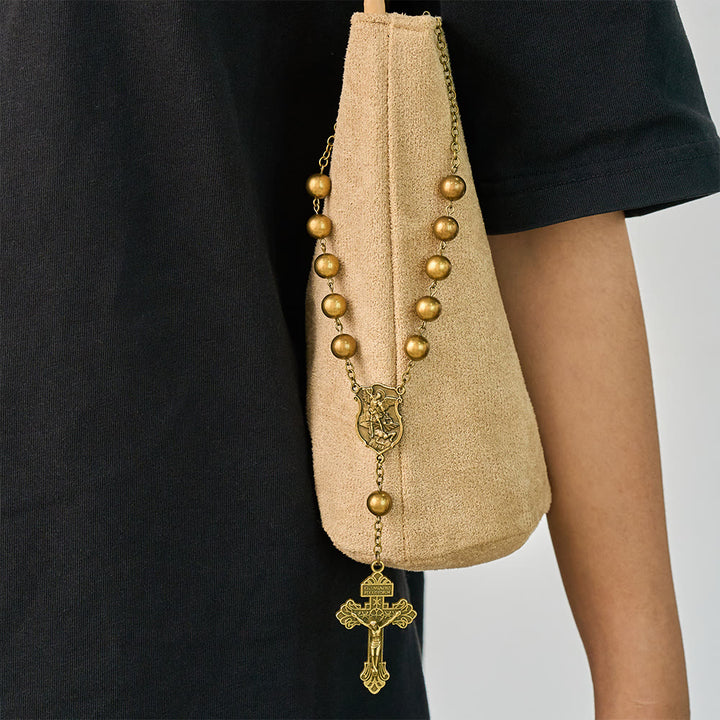 SolaceBeads Car &amp; Bag Rosary, Bronze Beads, St.Michael Medal: Guardian Travel Blessing - image 1
