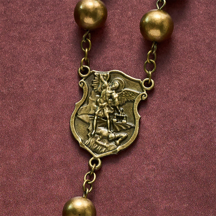 SolaceBeads Car &amp; Bag Rosary, Bronze Beads, St.Michael Medal: Guardian Travel Blessing - image 5