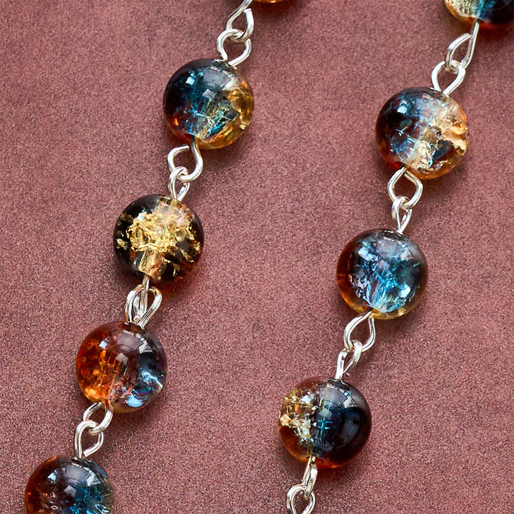 SolaceBeads Divine Mercy Blue Orange Yellow Crackle Glass Bead Car Rosary: Blessed by merciful grace - image 2