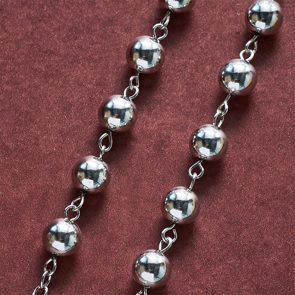SolaceBeads Car &amp; Bag Rosary, Silver Beads, St.Michael Medal: Roadside Heavenly Guard - image 4