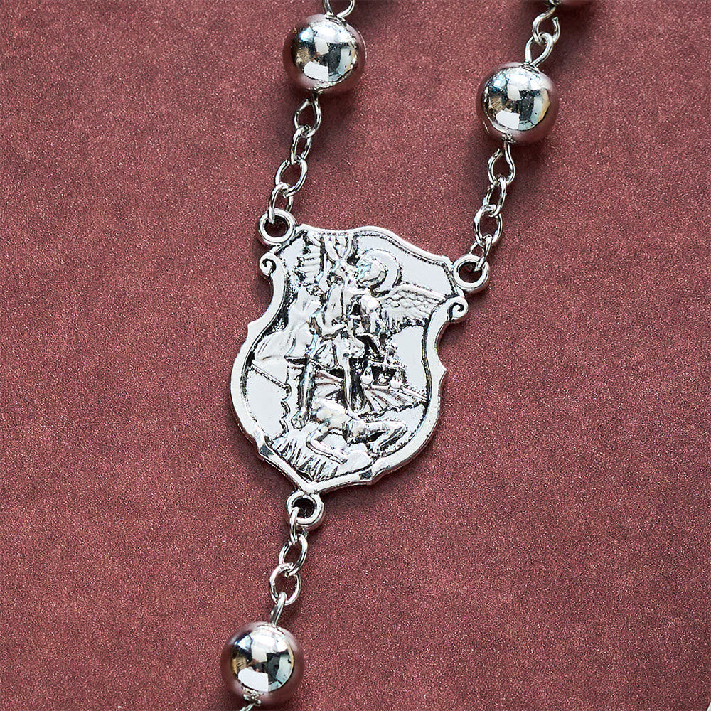 SolaceBeads Car &amp; Bag Rosary, Silver Beads, St.Michael Medal: Roadside Heavenly Guard - image 5