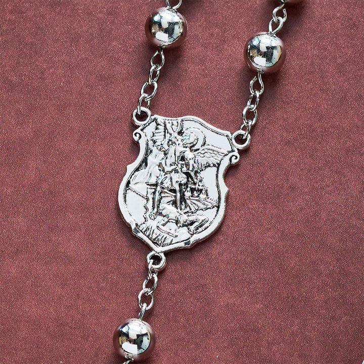 SolaceBeads Car &amp; Bag Rosary, Silver Beads, St.Michael Medal: Roadside Heavenly Guard - image 5