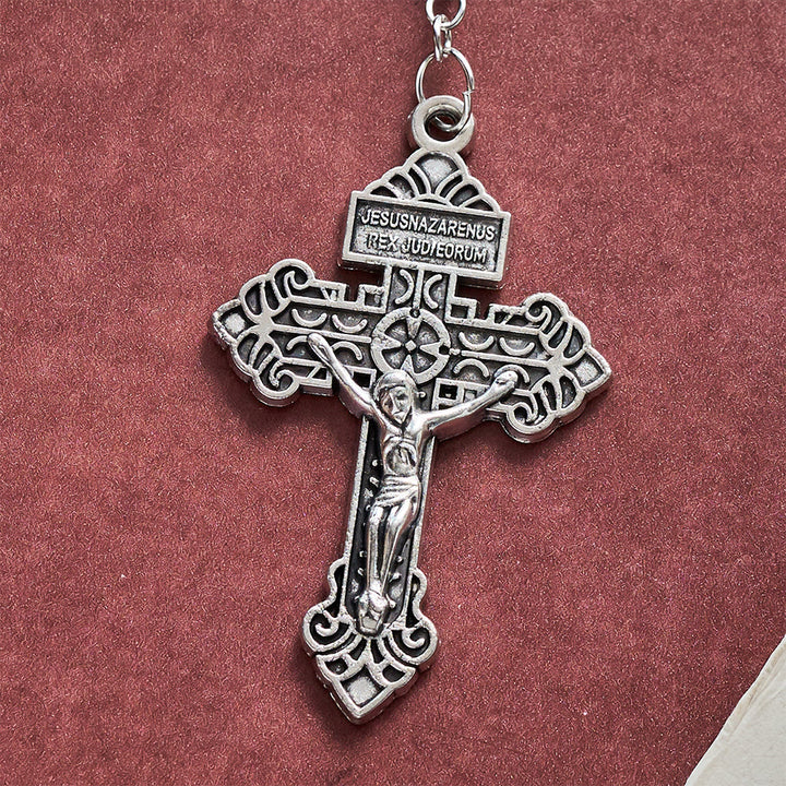 SolaceBeads Car &amp; Bag Rosary, Silver Beads, St.Michael Medal: Roadside Heavenly Guard - image 6