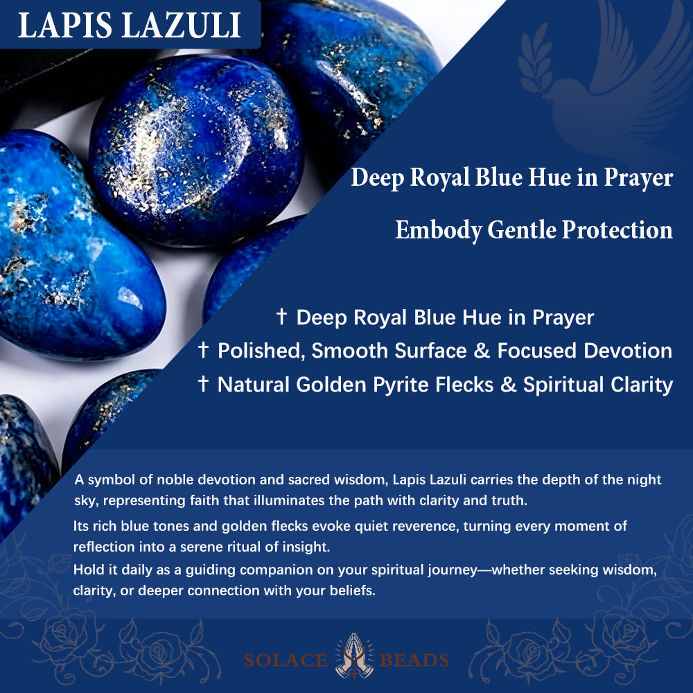 SolaceBeads Lapis &amp; Black Crystal Accents Rosary With Gold Crucifix: Eternal Blessing Of St. Jude - image 12