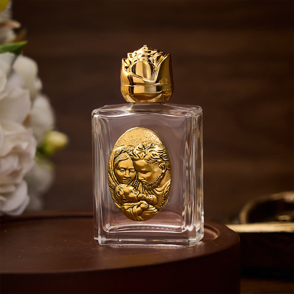 Solacebeads Holy Family Holy Bottle: Blessed By The Sacred Harmonious Grace Of The Holy Family - Square Gold - image 4