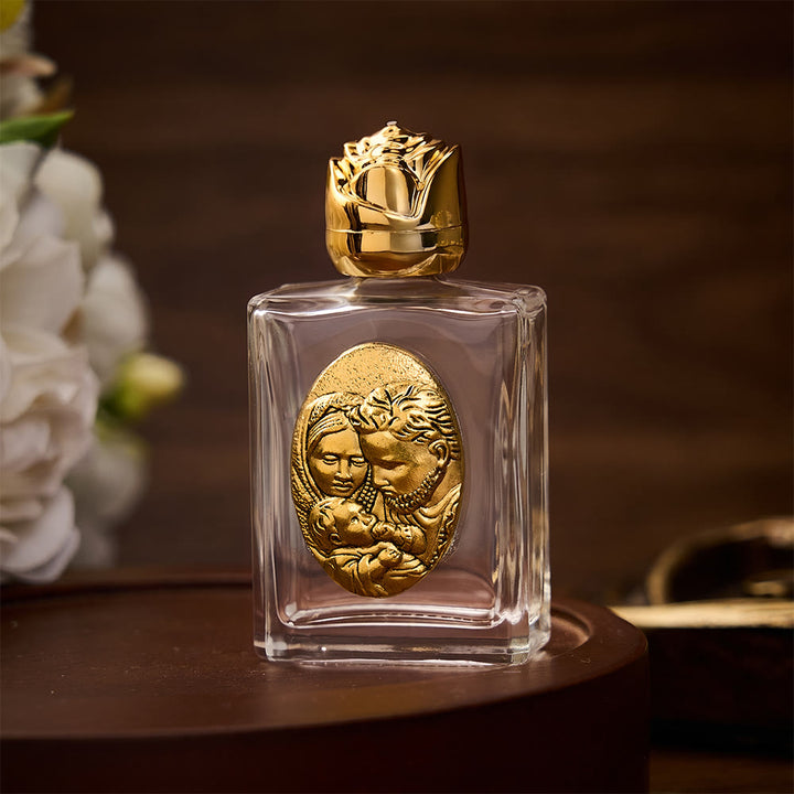 Solacebeads Holy Family Holy Bottle: Blessed By The Sacred Harmonious Grace Of The Holy Family - Square Gold - image 4