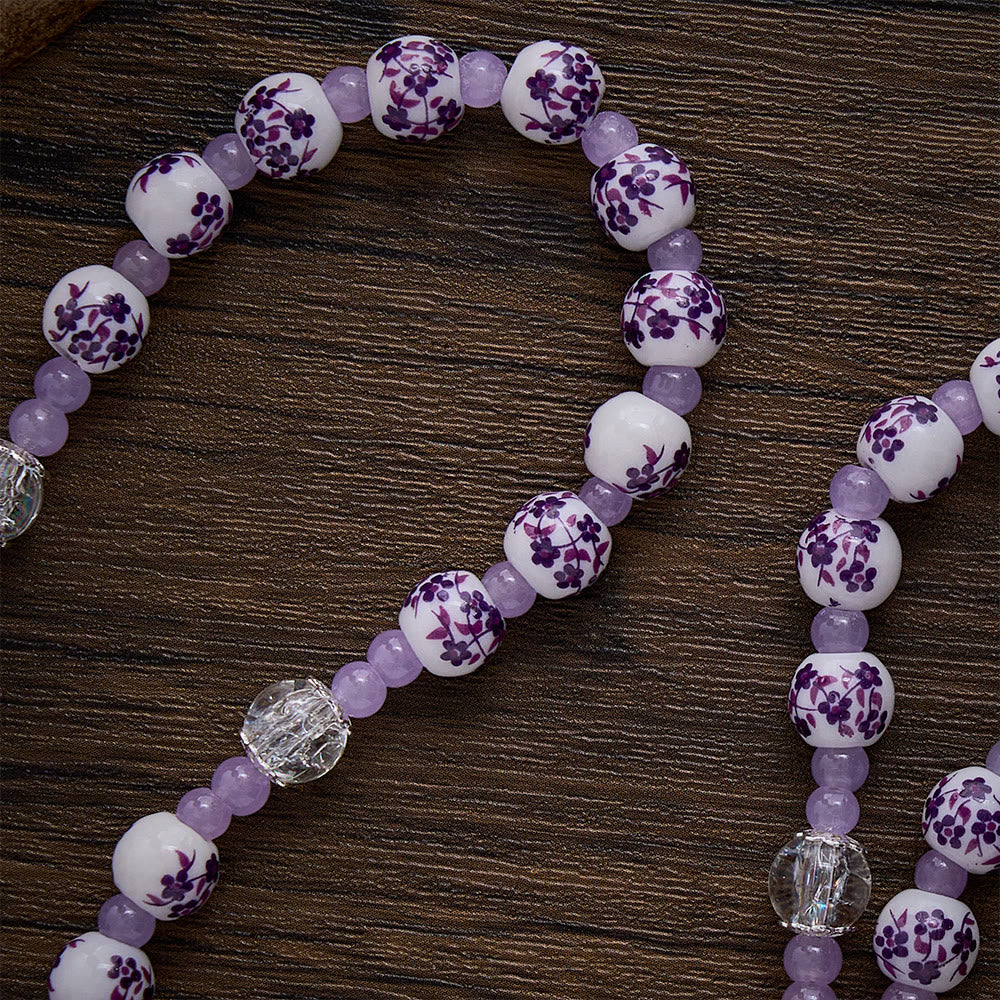 SolaceBeads Floral Rosary, Purple Ceramic Beads, Miraculous Medal &amp; Crucifix: Gentle Devotion - image 5