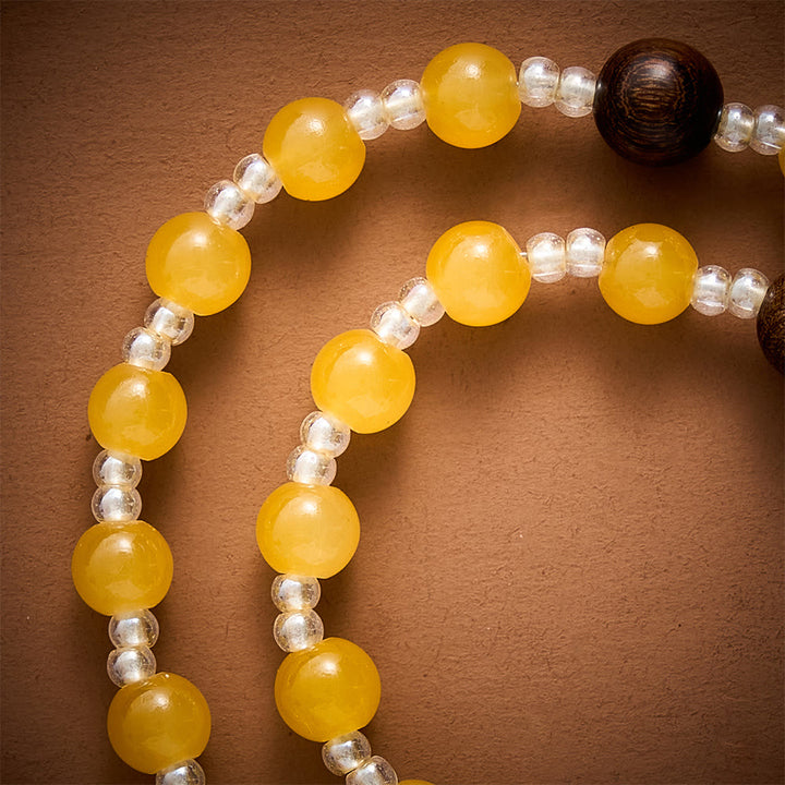 SolaceBeads Artistic Rosary, Yellow Agate &amp; Wood Beads, Miraculous Medal &amp; Crucifix: Warm Serene Devotion - image 5
