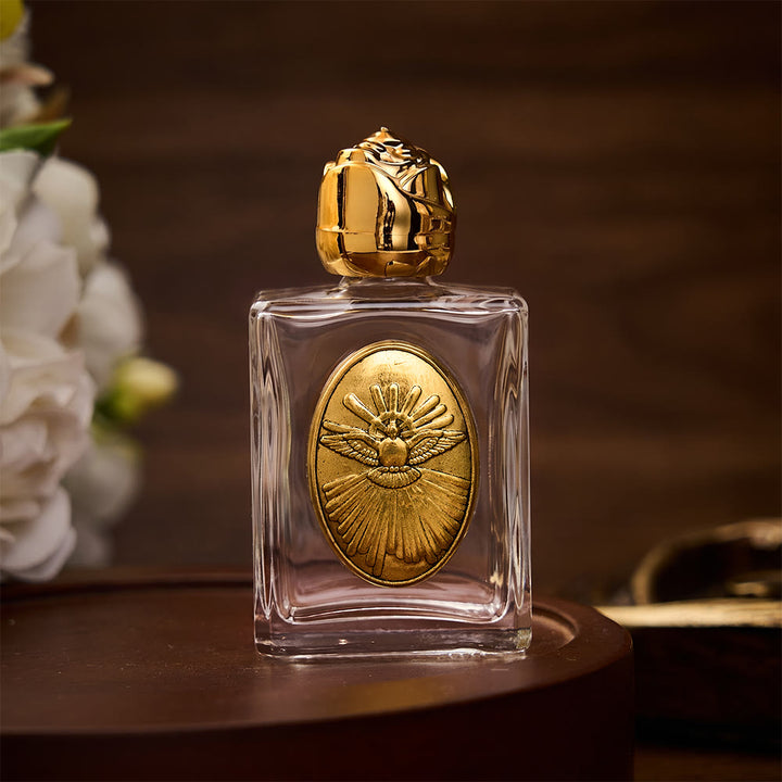 SolaceBeads Holy Spirit Holy Water Bottle, Square &amp; Round Glass Vials: Blessed Worship Vessel - Square Gold - image 1