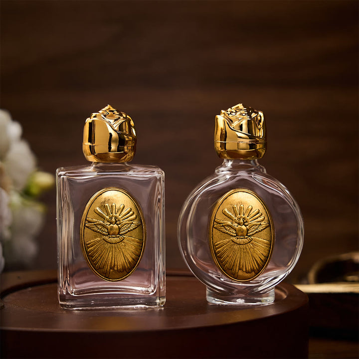 SolaceBeads Holy Spirit Holy Water Bottle, Square &amp; Round Glass Vials: Blessed Worship Vessel - image 0