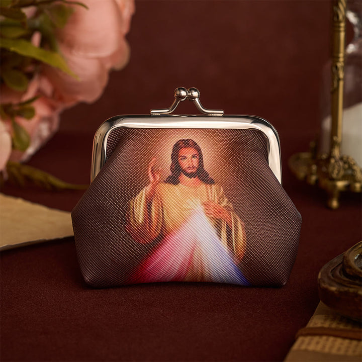 Solacebeads Fabric Divine Mercy Rosary Case With Kiss-lock Clasp: Infused With The Comforting Faith - Divine Mercy - image 0