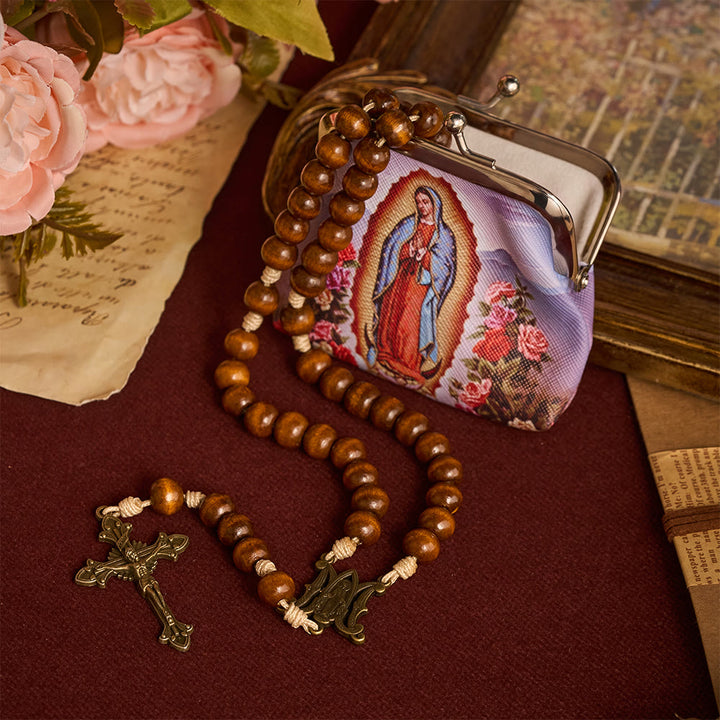 Solacebeads Our Lady of Guadalupe Fabric Rosary Case With Kiss-lock Clasp: Infused With The Devotion - image 1