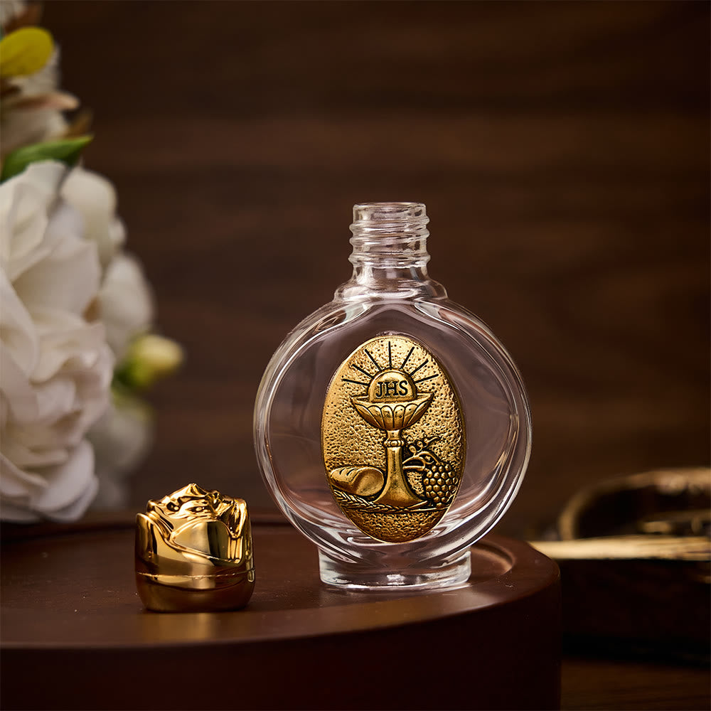 SolaceBeads Chalice Holy Bottle, Square &amp; Round Glass Vials, Eucharist Emblem: Sacred Worship Vessel - image 9