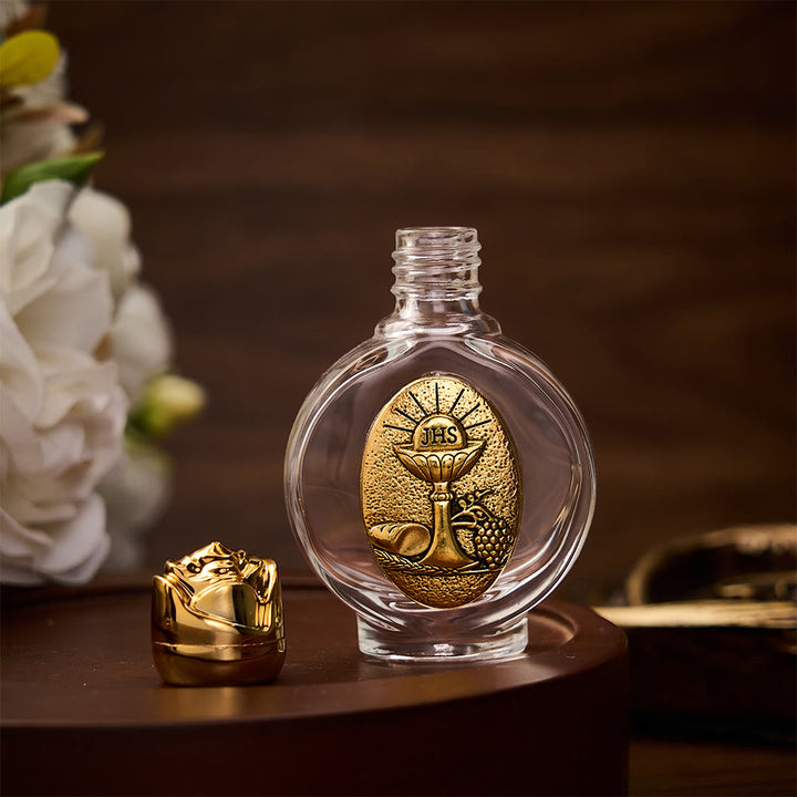 SolaceBeads Chalice Holy Bottle, Square &amp; Round Glass Vials, Eucharist Emblem: Sacred Worship Vessel - image 9