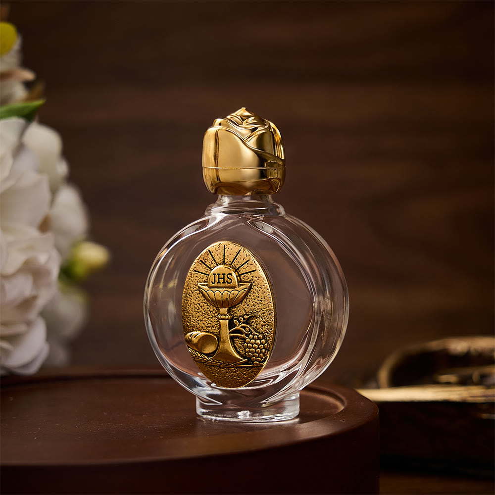 SolaceBeads Chalice Holy Bottle, Square &amp; Round Glass Vials, Eucharist Emblem: Sacred Worship Vessel - image 7