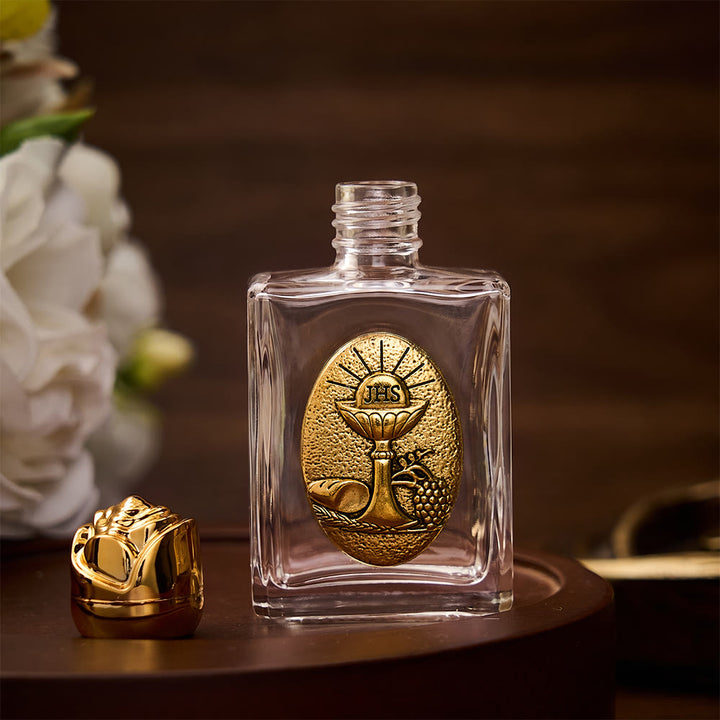 SolaceBeads Chalice Holy Bottle, Square &amp; Round Glass Vials, Eucharist Emblem: Sacred Worship Vessel - image 5