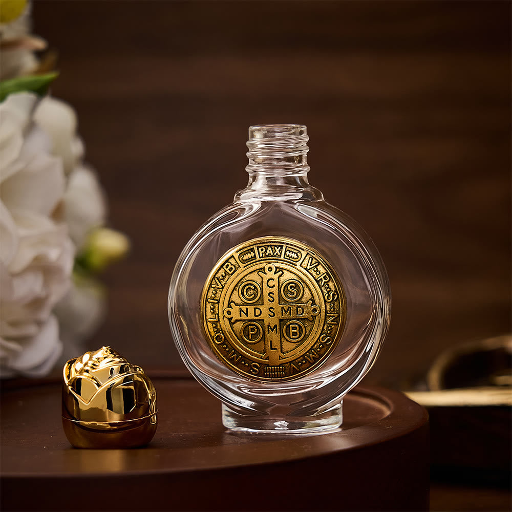 SolaceBeads Our Lady Holy Bottle, Square &amp; Round Glass Vials, Marian Emblem: Blessed Devotion Vessel - image 6