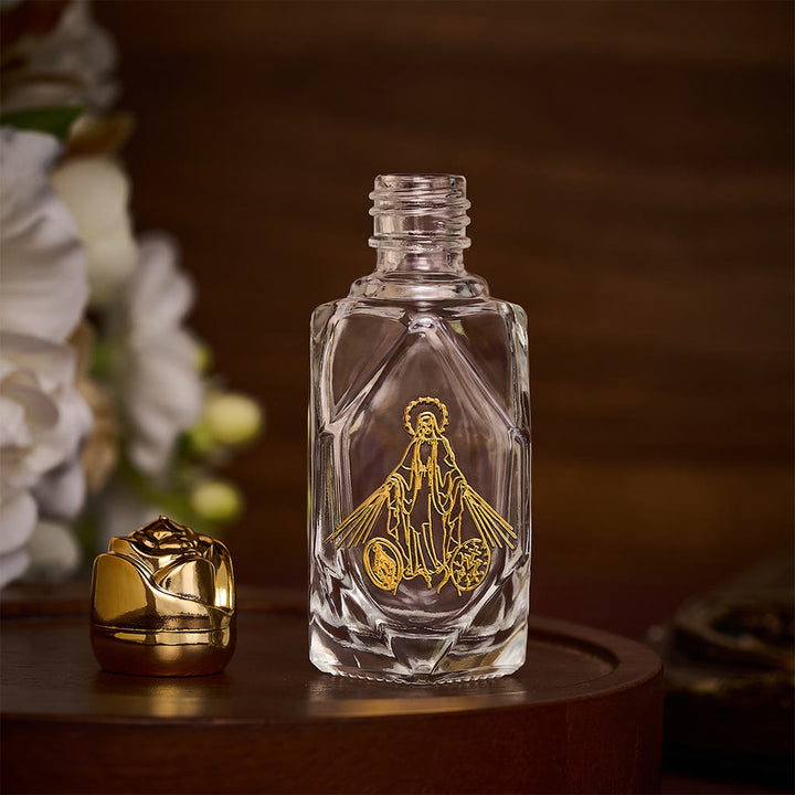 Solacebeads Miraculous Medal Polygon Glass Holy Bottle: Blessed By Purifying Intercessory Grace - image 1