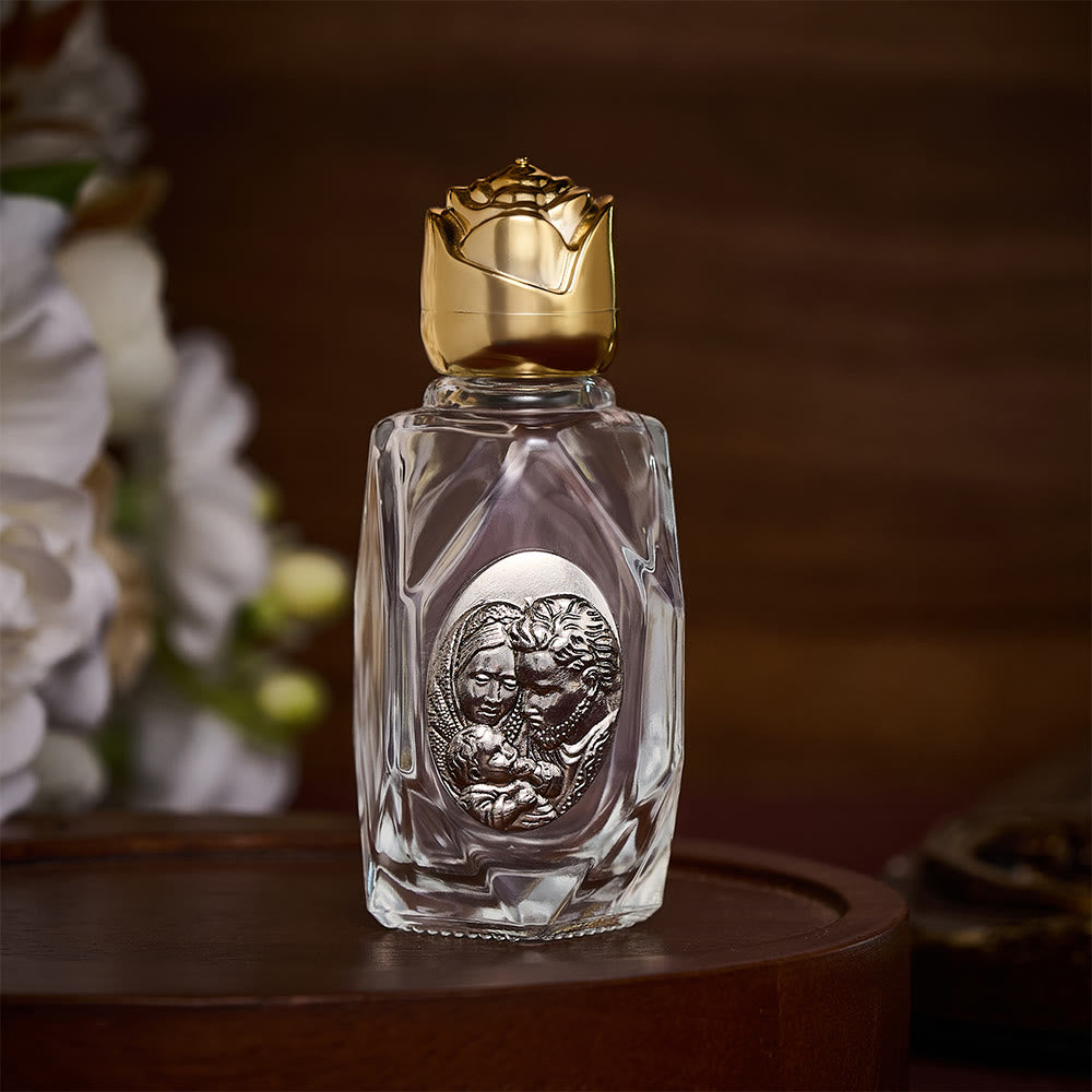 Solacebeads Holy Family Polygon Glass Holy Bottle: Blessed By Harmonious Sheltering Grace - Gold - image 0