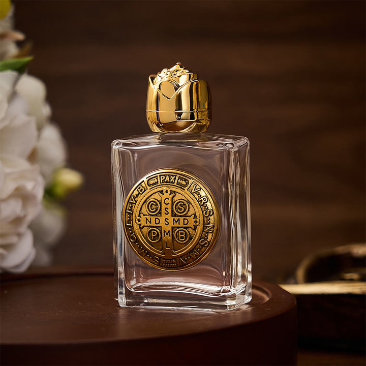 SolaceBeads St. Benedict Holy Bottle, Square &amp; Round Glass Vials, Protective Medal: Sacred Blessing Vessel - image 3