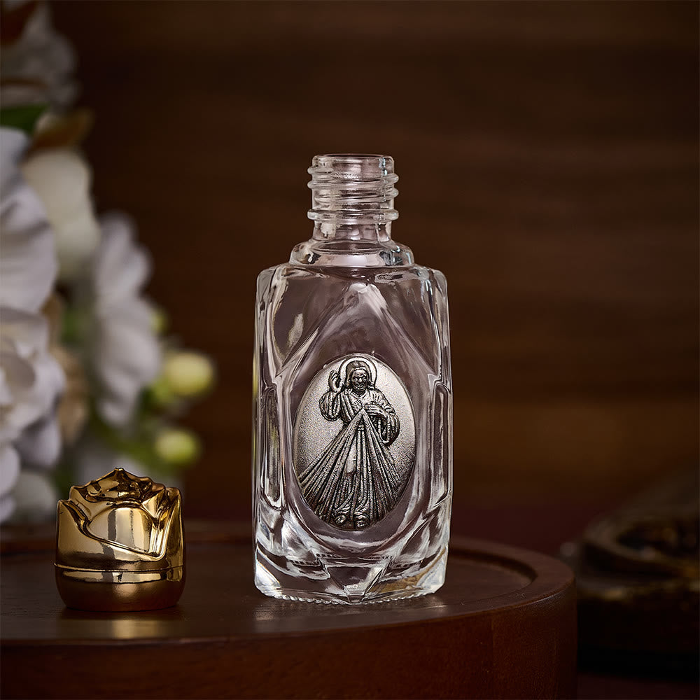 Solacebeads Divine Mercy Polygon Glass Holy Bottle: Blessed By Boundless Forgiving Merciful Grace - image 1