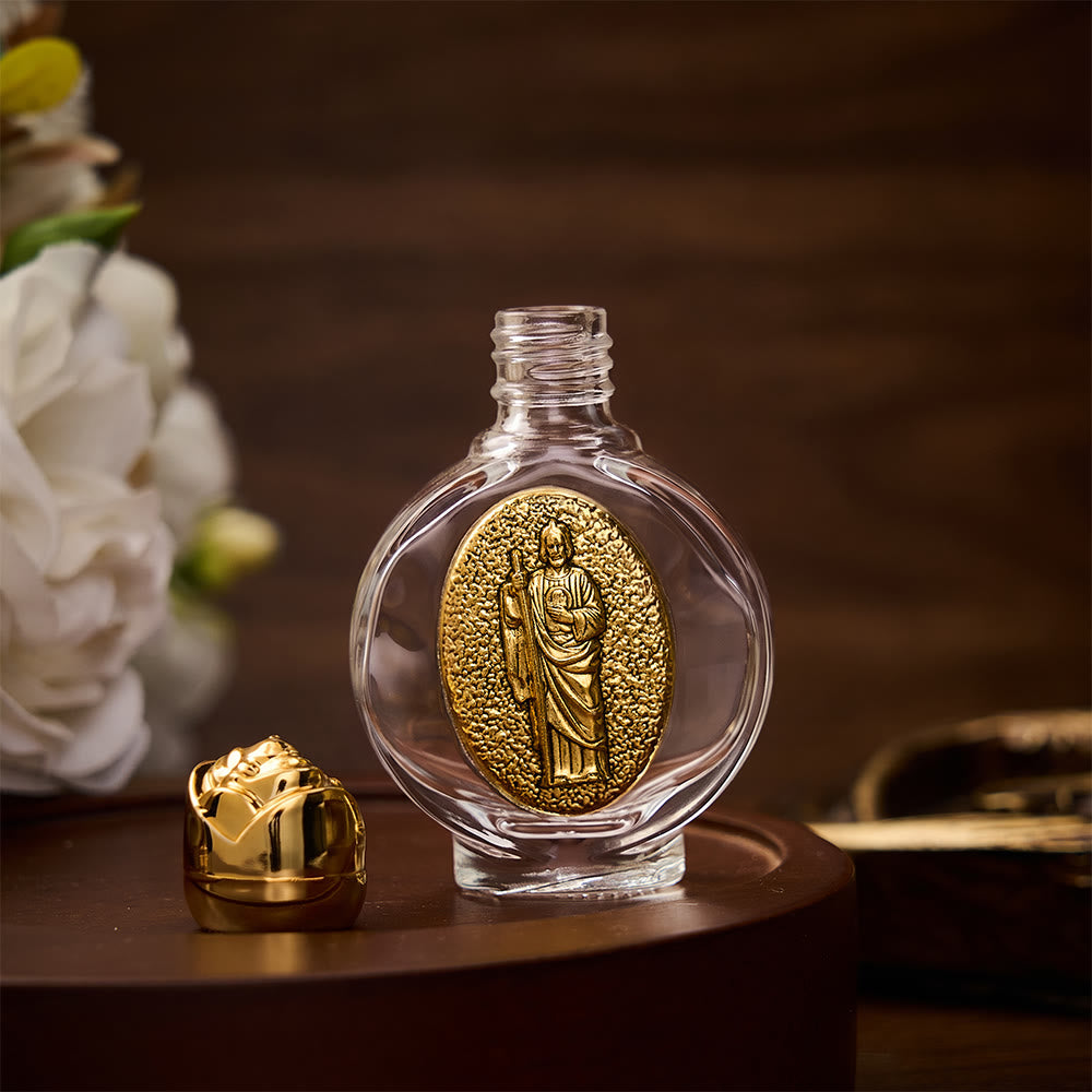 SolaceBeads St. Jude Holy Bottle, Square &amp; Round Glass Vials, Sacred Medal: Faithful Blessing Vessel - image 6