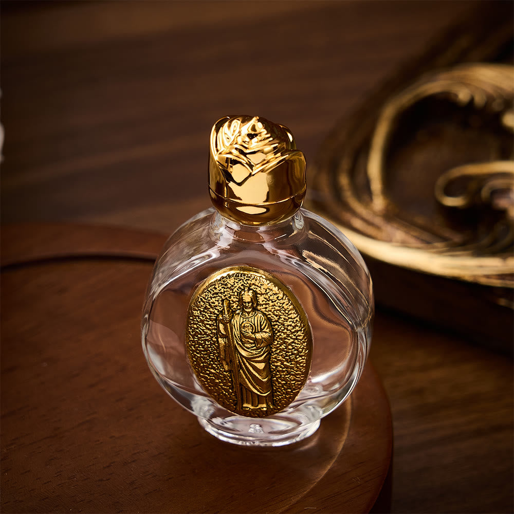 SolaceBeads St. Jude Holy Bottle, Square &amp; Round Glass Vials, Sacred Medal: Faithful Blessing Vessel - image 8