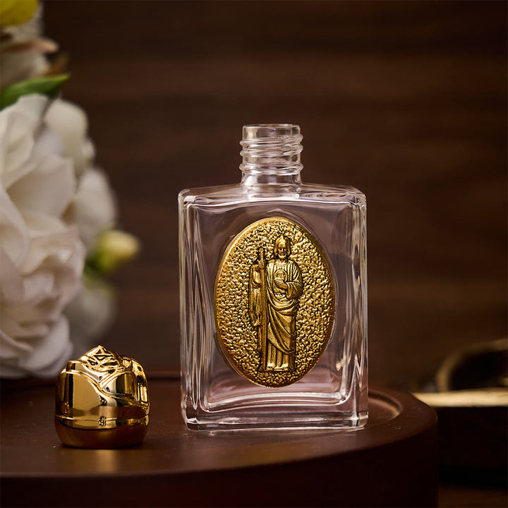 SolaceBeads St. Jude Holy Bottle, Square &amp; Round Glass Vials, Sacred Medal: Faithful Blessing Vessel - image 2