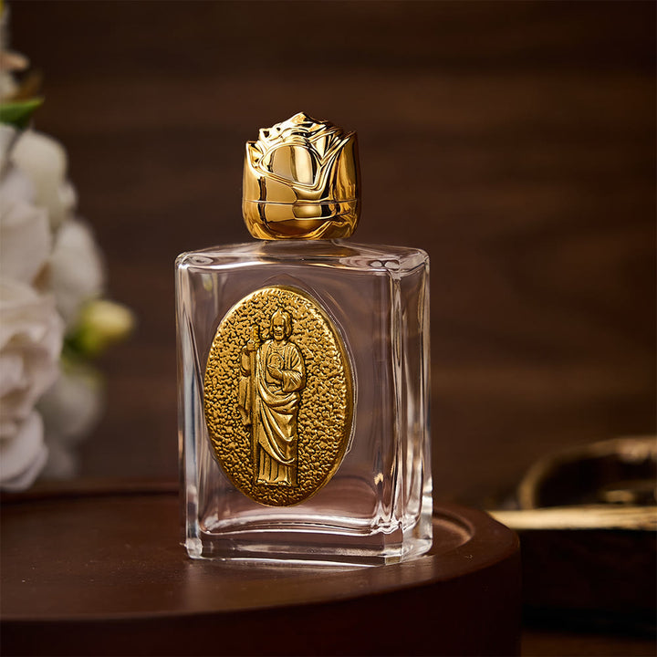 SolaceBeads St. Jude Holy Bottle, Square &amp; Round Glass Vials, Sacred Medal: Faithful Blessing Vessel - image 3