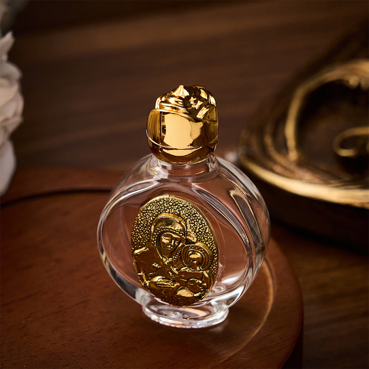 SolaceBeads Holy Water Bottle, Madonna &amp; Child Emblem, Square &amp; Round Glass: Blessed Prayer Vessel - image 8