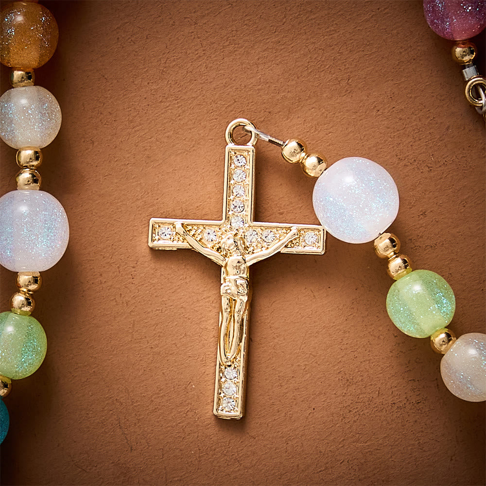 Solacebeads Rainbow Cat Eye Artistic Rosary With Rhinestone Crucifix: The Timeless Devout Faith - image 4